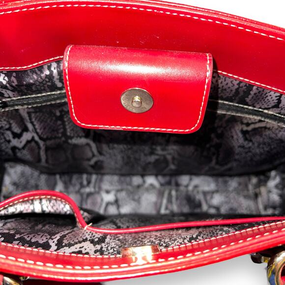 Wilsons Leather Womens Satchel Tote Bag Handbag Purse Red Leather Large - Picture 10 of 16